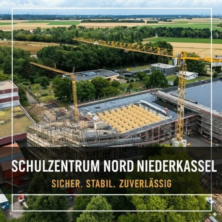 Rohbau des Schulzentrums Nord Niederkassel im Sommer 2025