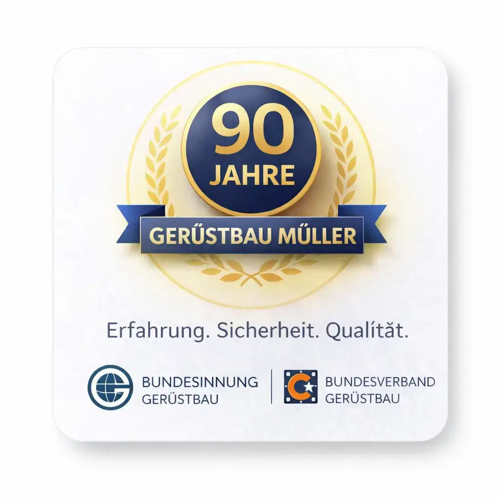 Jubil&auml;ums-Zertifikat der Ger&uuml;stbau M&uuml;ller GmbH zum 90-j&auml;hrigen Bestehen &ndash;